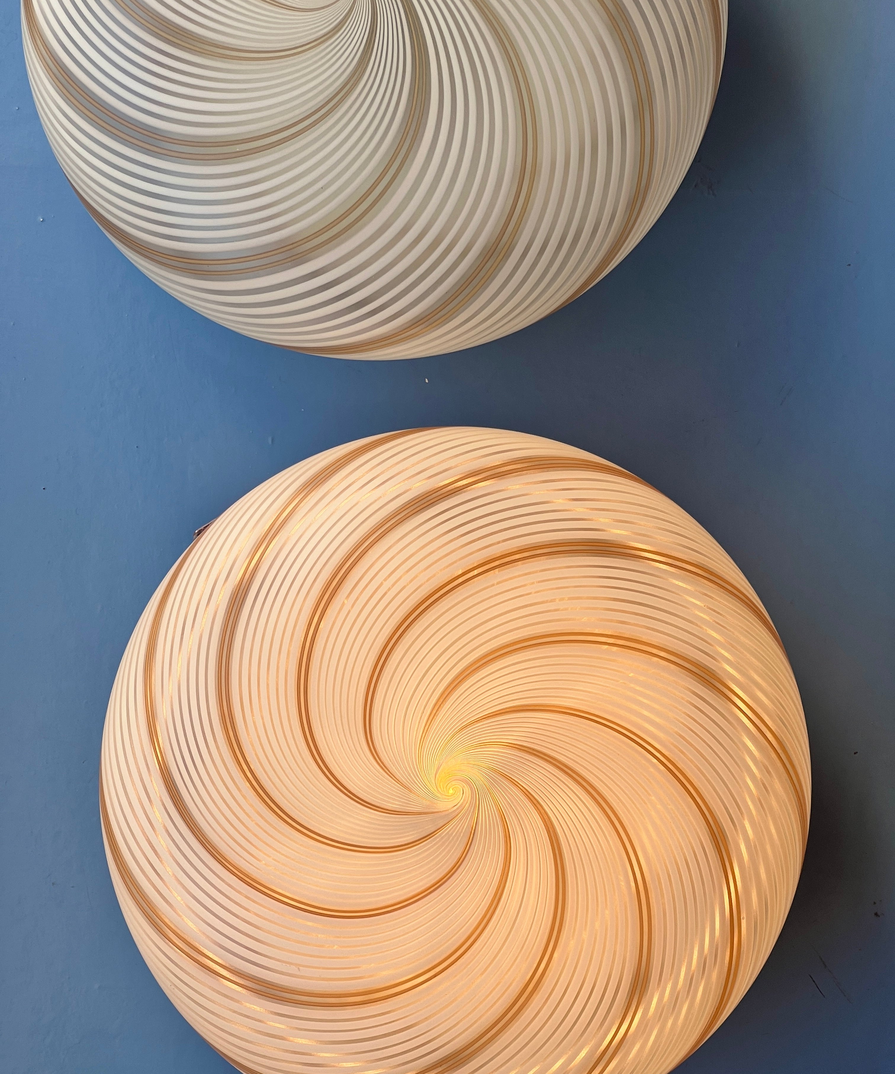 Vintage Murano white/brown blurred swirl ceiling/wall lamp (D35)
