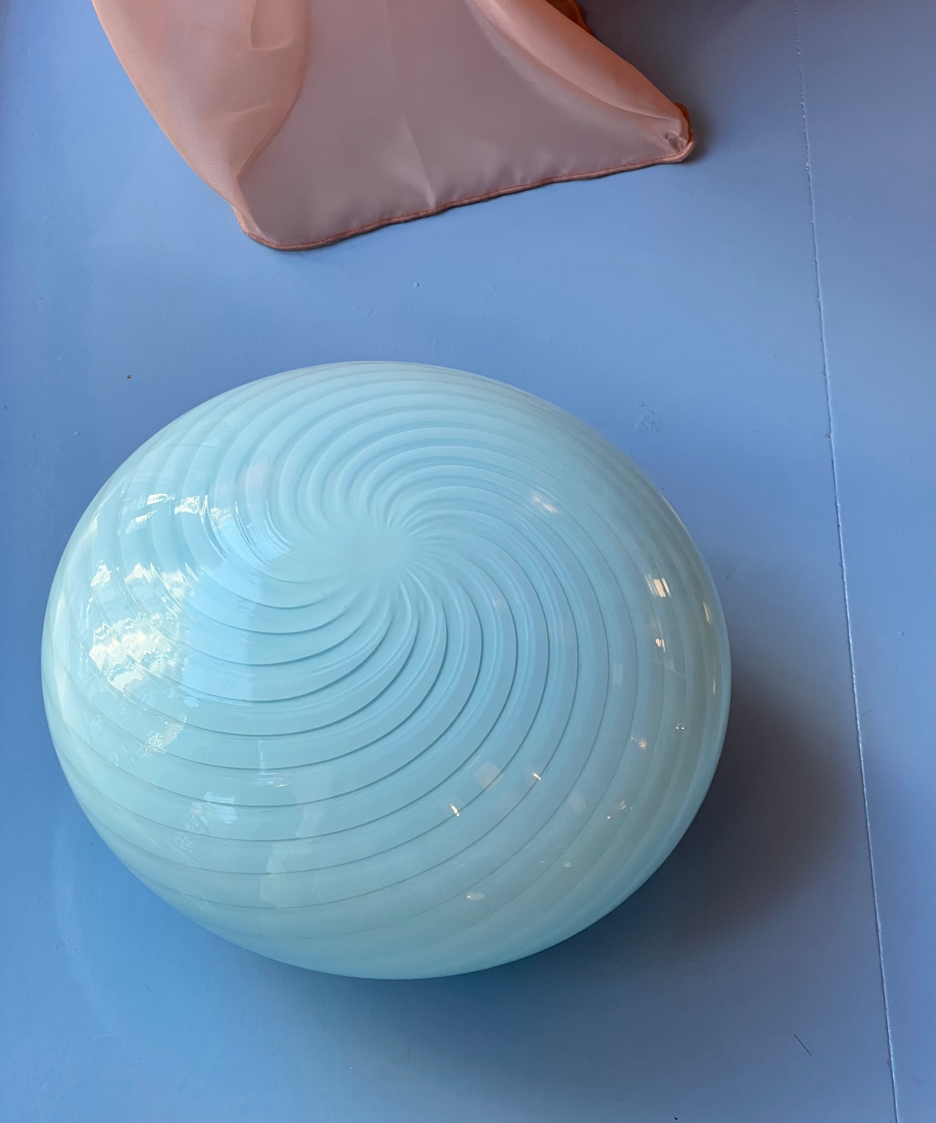 Vintage Murano light blue swirl ceiling/wall lamp