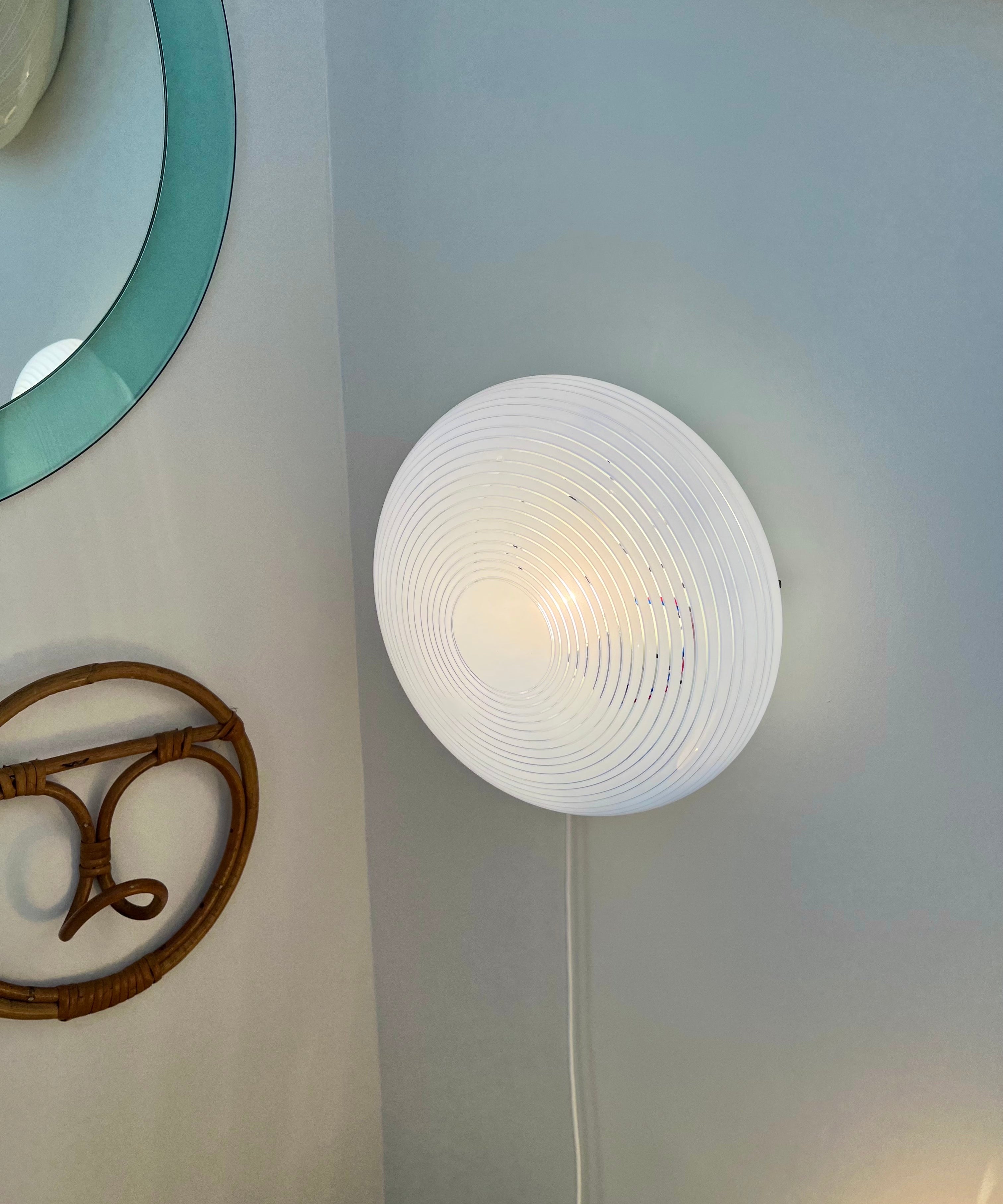 Vintage Murano blue spiral ceiling/wall lamp