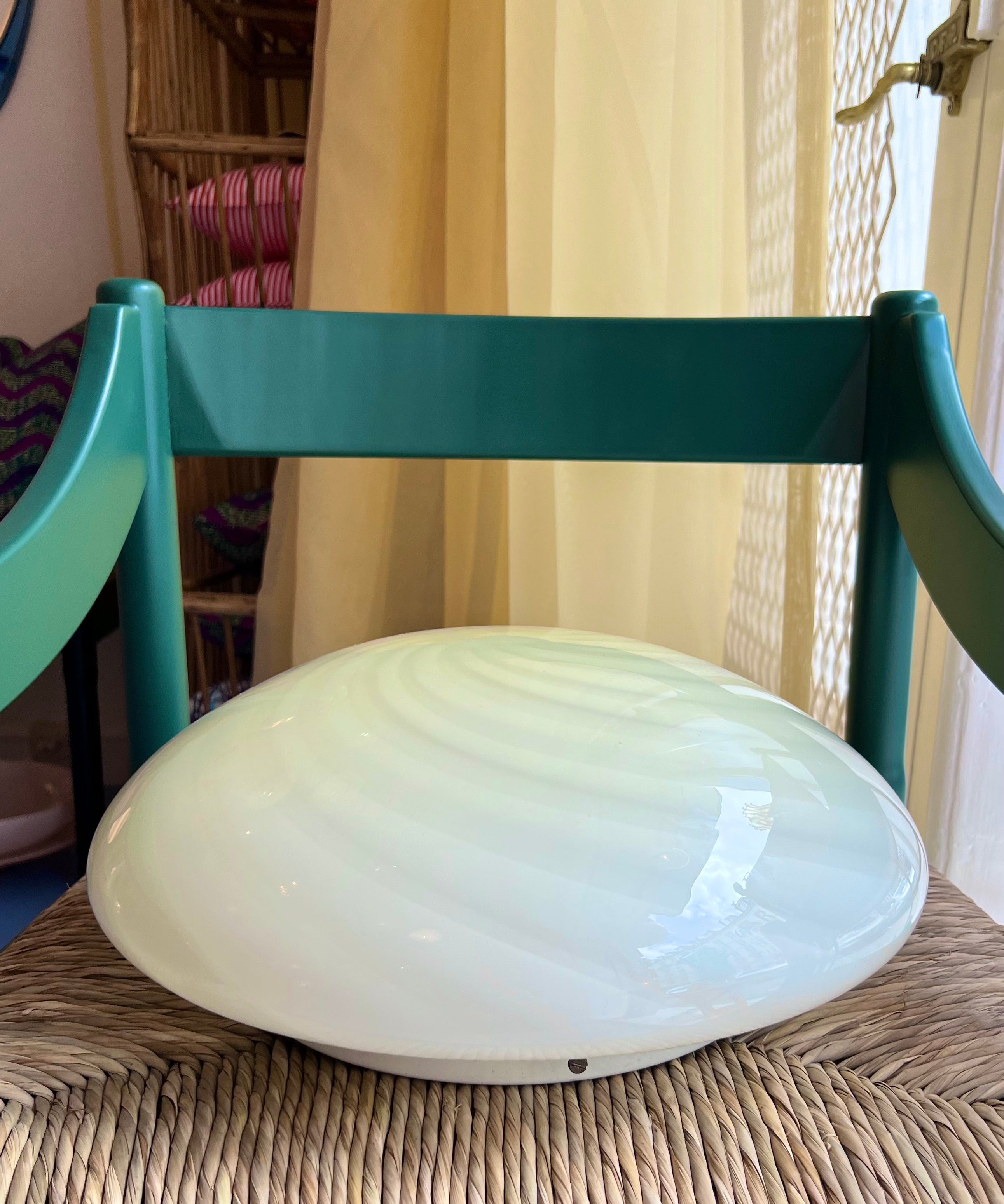 Vintage Murano light yellow swirl ceiling/wall lamp