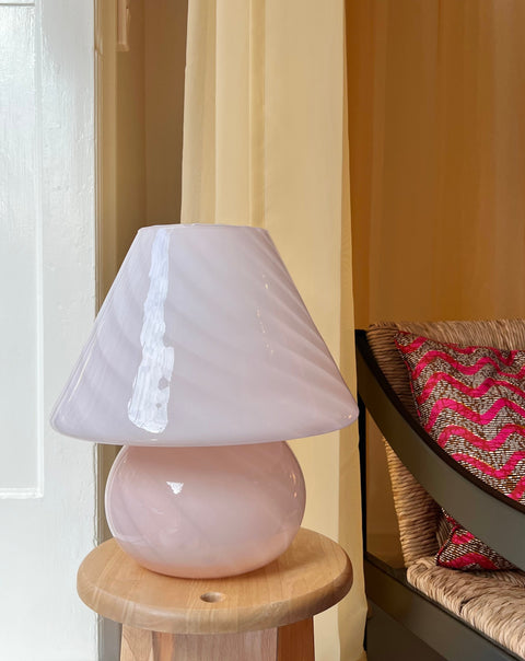 Vintage light pink Murano mushroom table lamp - Large