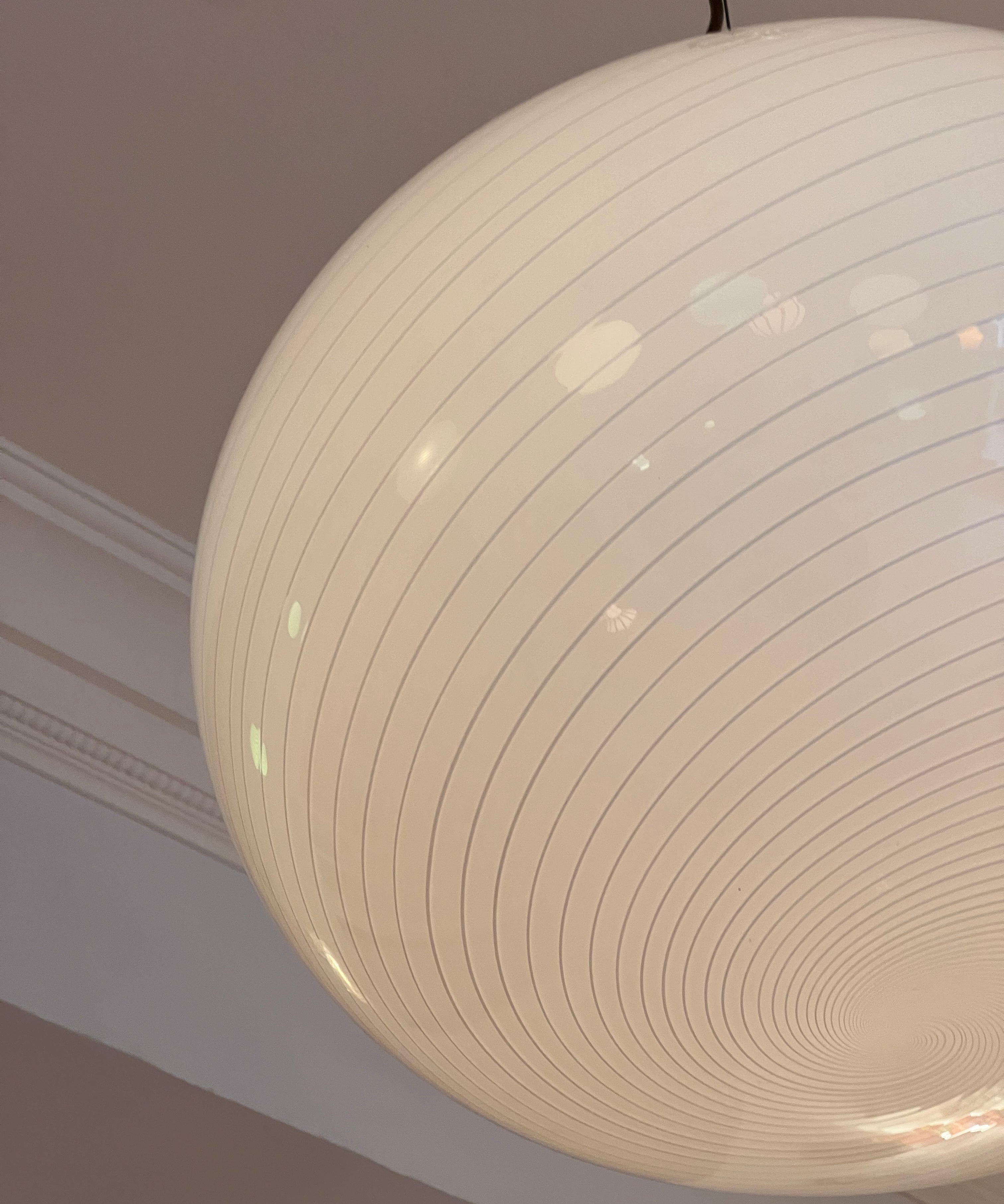 Vintage oval cream/white swirl Murano ceiling lamp