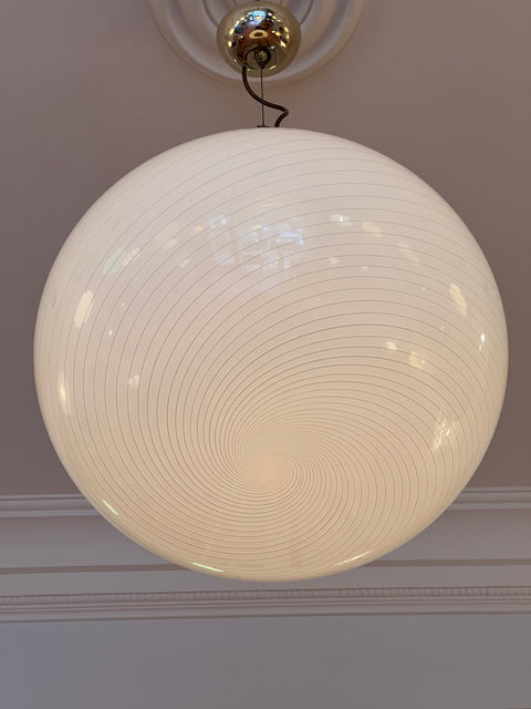 Vintage oval cream/white swirl Murano ceiling lamp