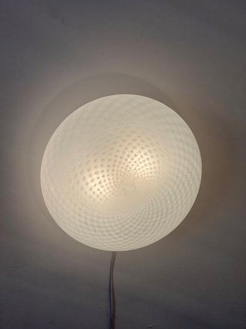 Vintage Murano white dotted ceiling/wall lamp (D38)