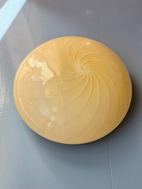 Large vintage Murano light yellow ceiling/wall lamp (D45)