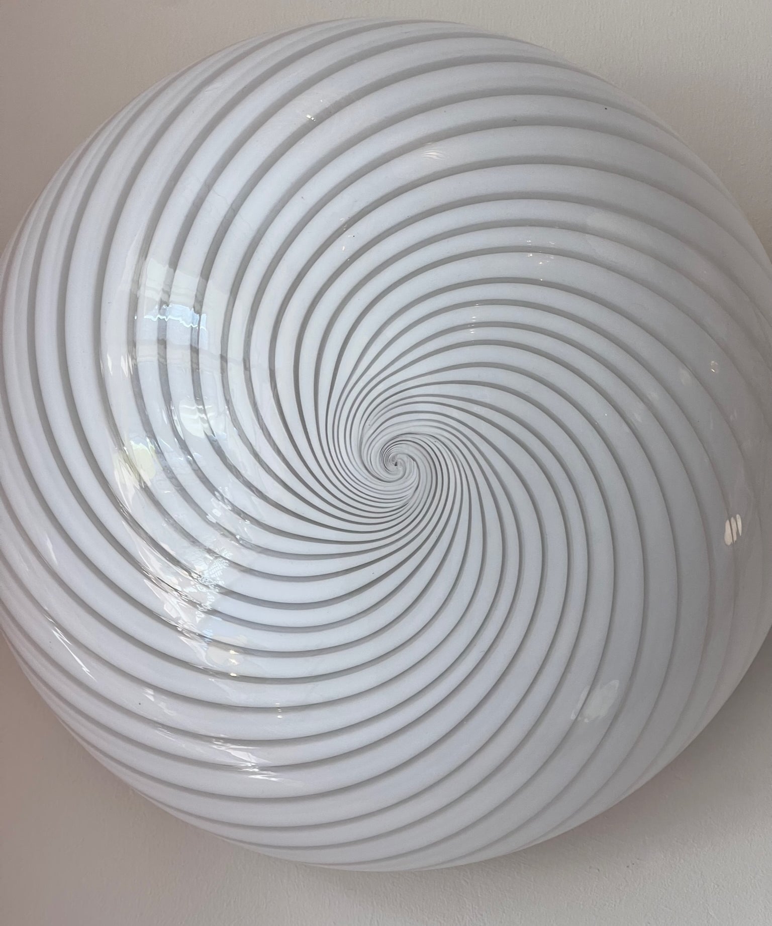 Vintage Murano white swirl ceiling/wall lamp (D28)