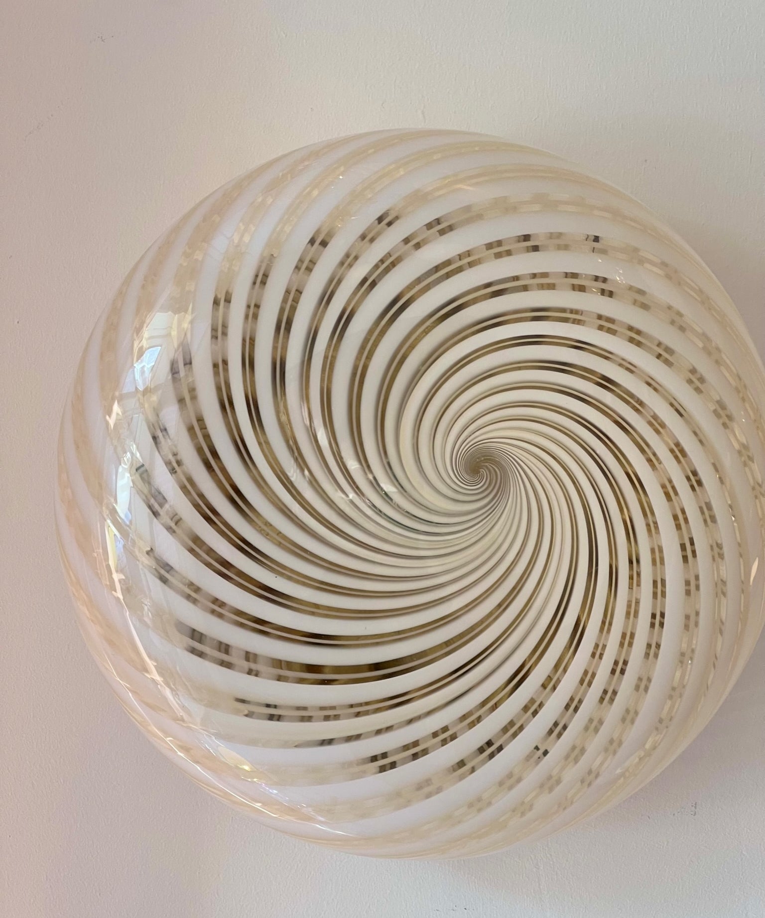 Vintage Murano golden/white swirl ceiling/wall lamp (D29)