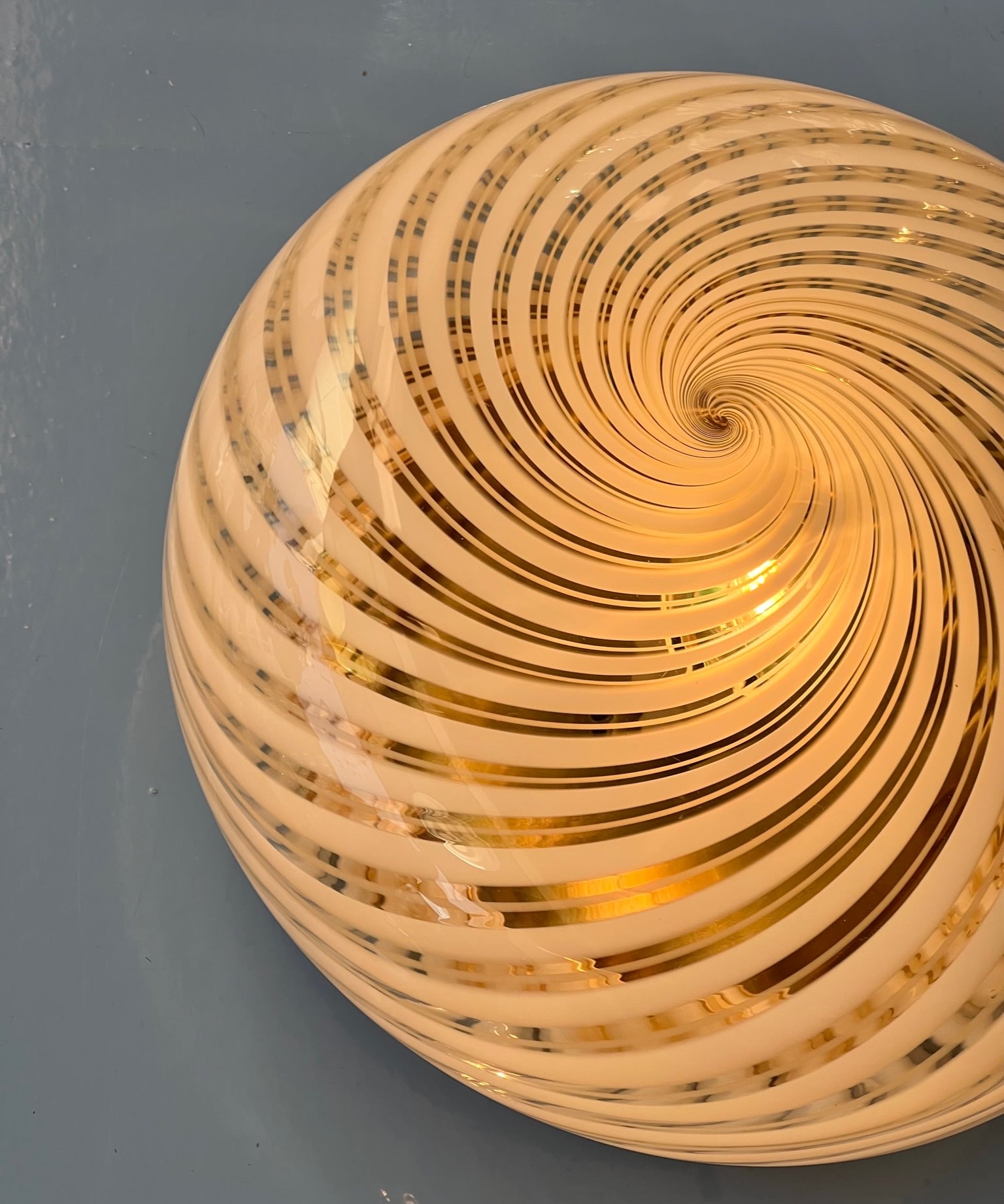 Vintage Murano golden/white swirl ceiling/wall lamp (D29)