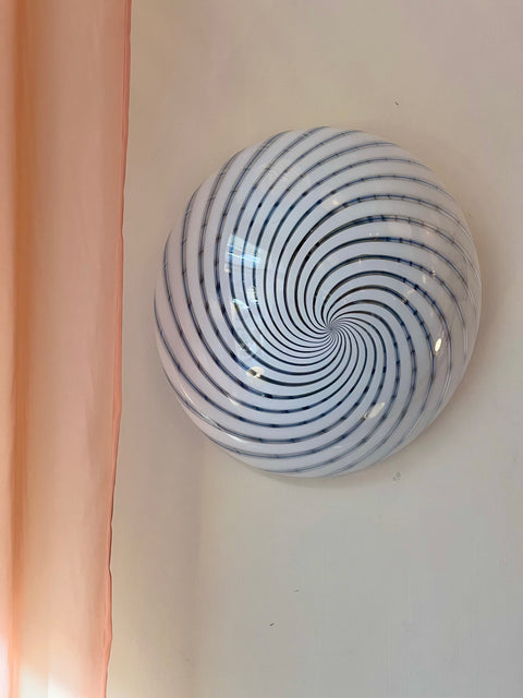 Vintage Murano blue/white swirl ceiling/wall lamp