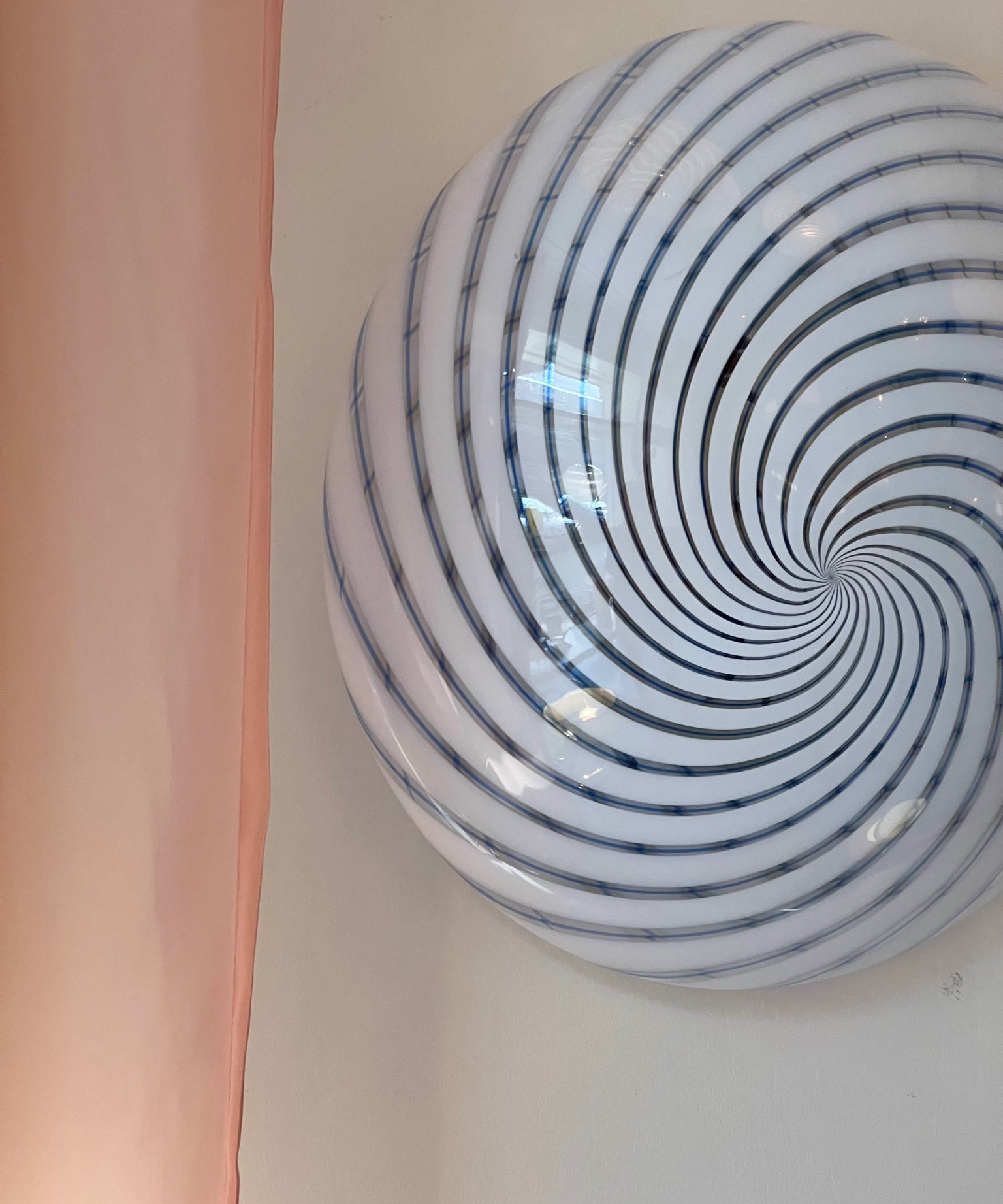 Vintage Murano blue/white swirl ceiling/wall lamp