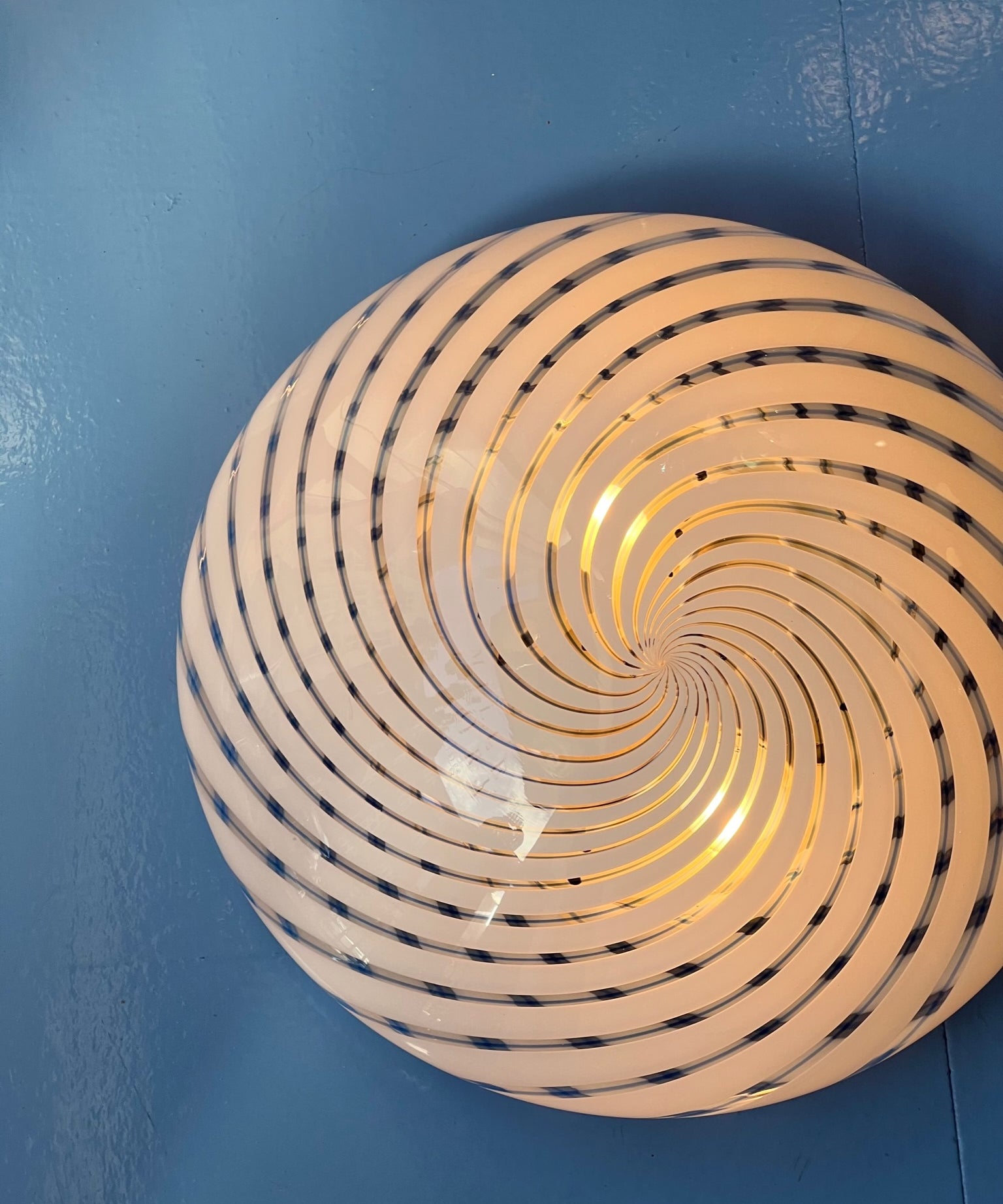 Vintage Murano blue/white swirl ceiling/wall lamp