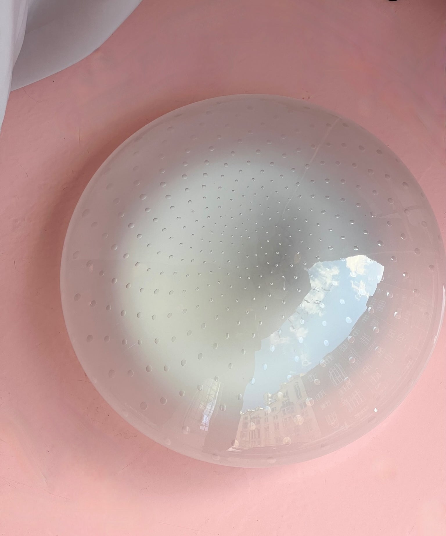 Vintage Murano white/transparent dotted ceiling/wall lamp (D38)