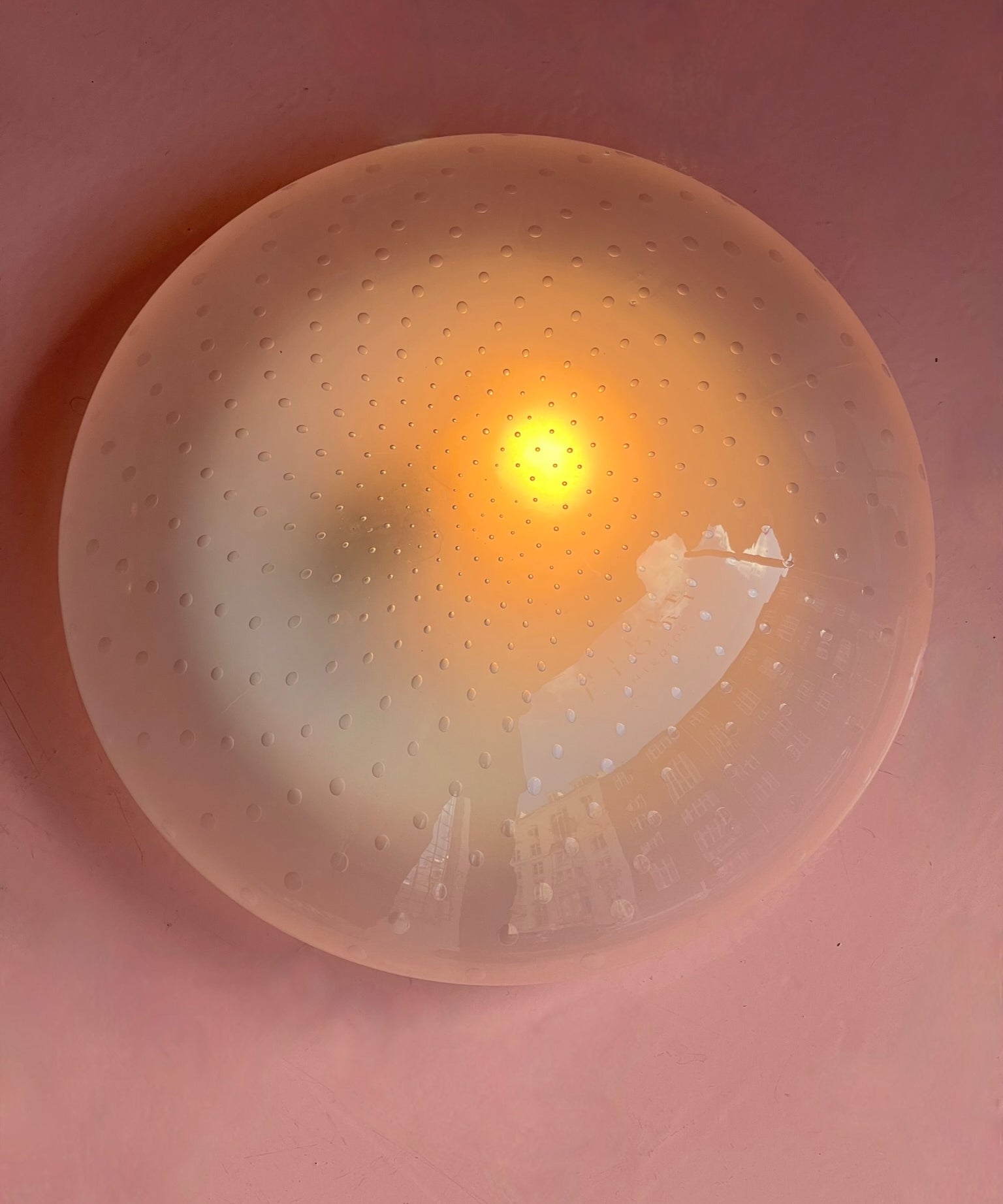Vintage Murano white/transparent dotted ceiling/wall lamp (D38)