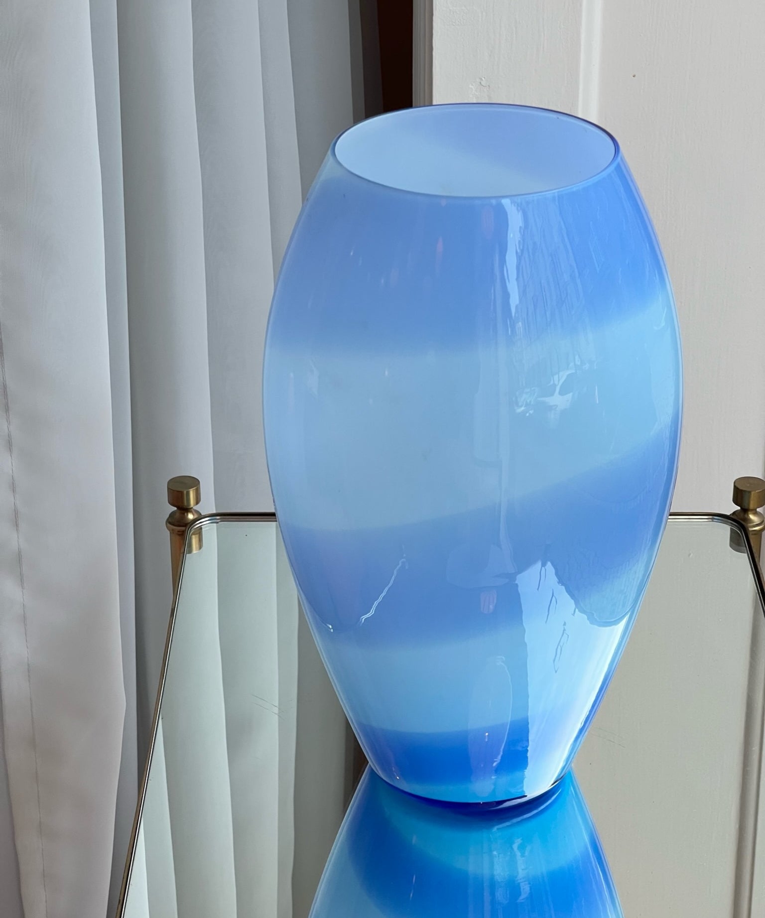 Vintage blue striped Murano vase