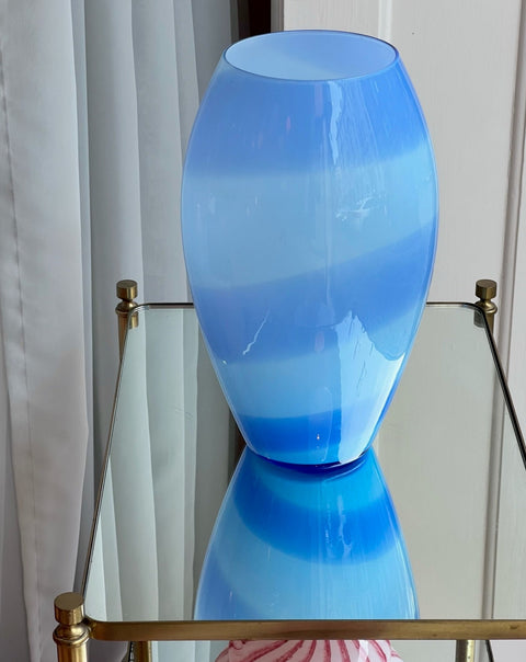 Vintage blue striped Murano vase