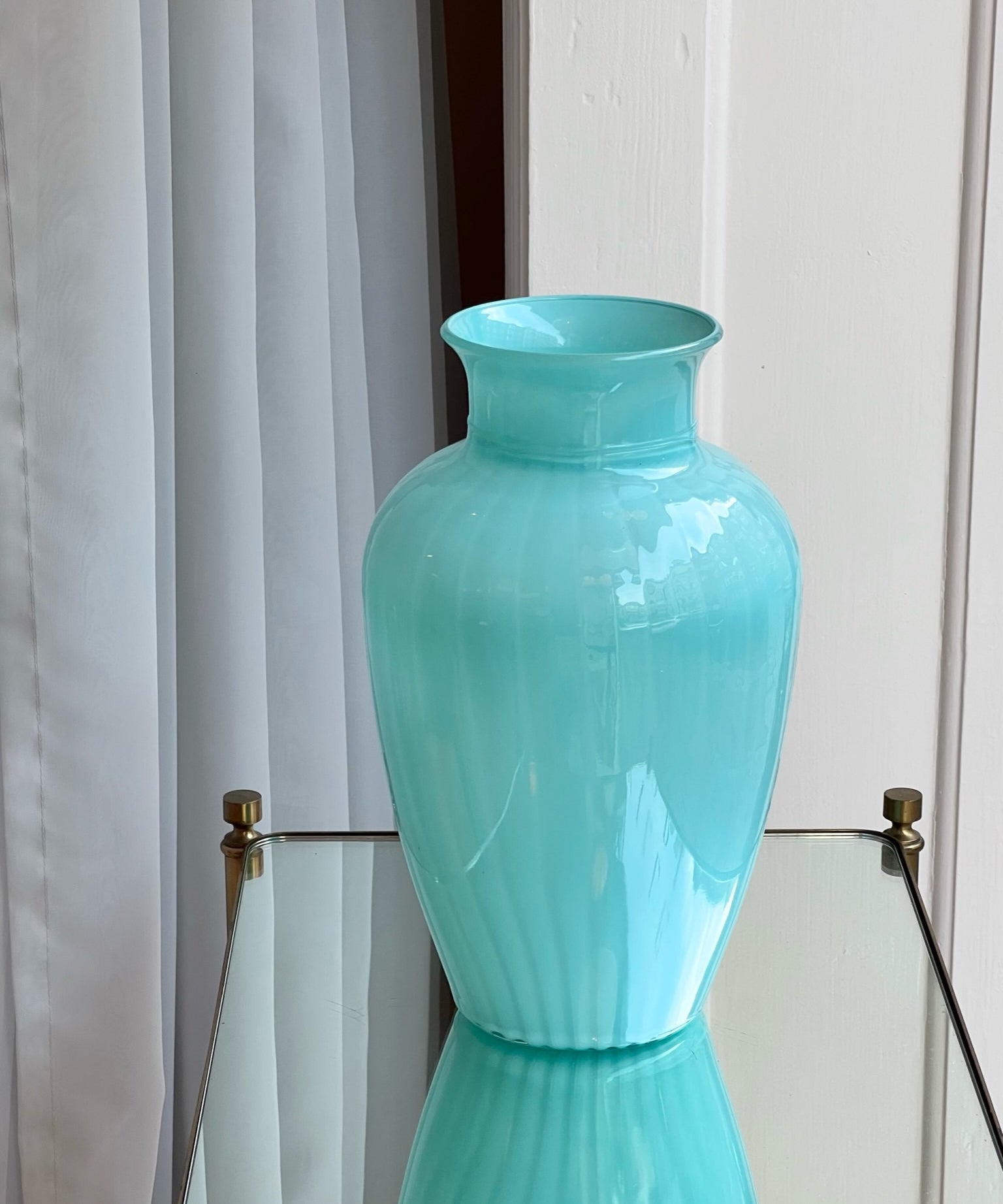 Vintage turquoise Murano vase