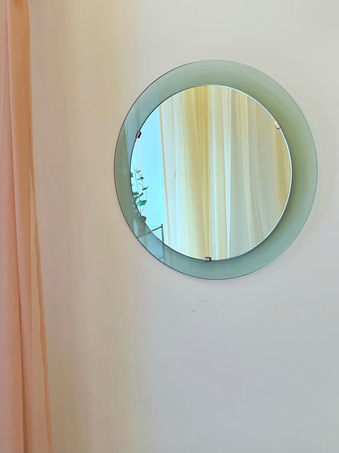 Vintage Turquoise Round Italian Mirror