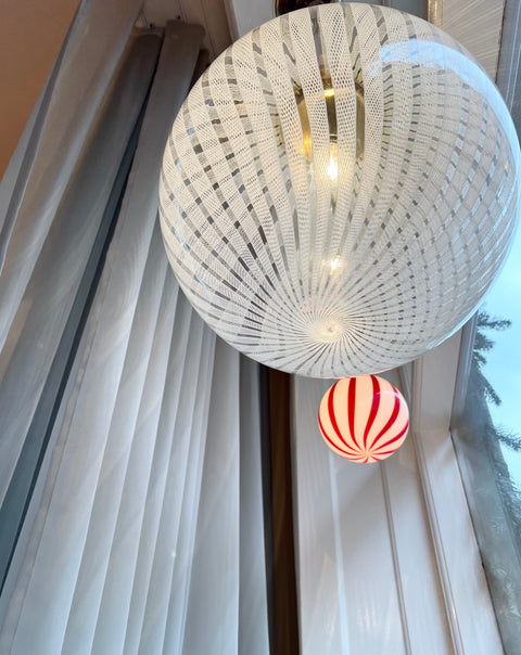 Vintage Murano white/clear ribbon ceiling lamp