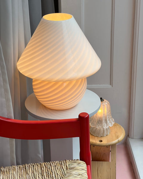 Mushroom table lamp - Light yellow swirl - Large