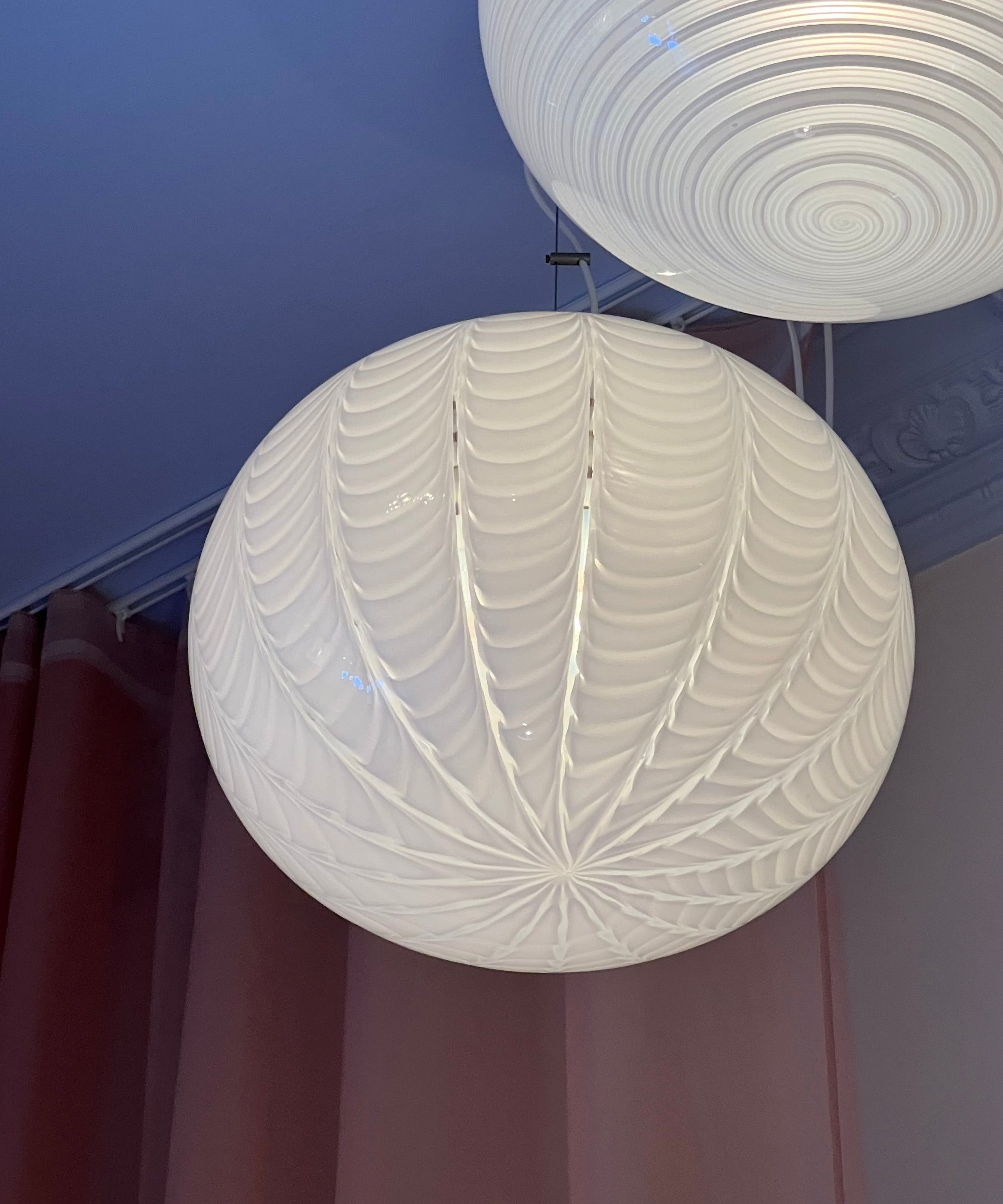 Vintage Murano white pattern ceiling lamp