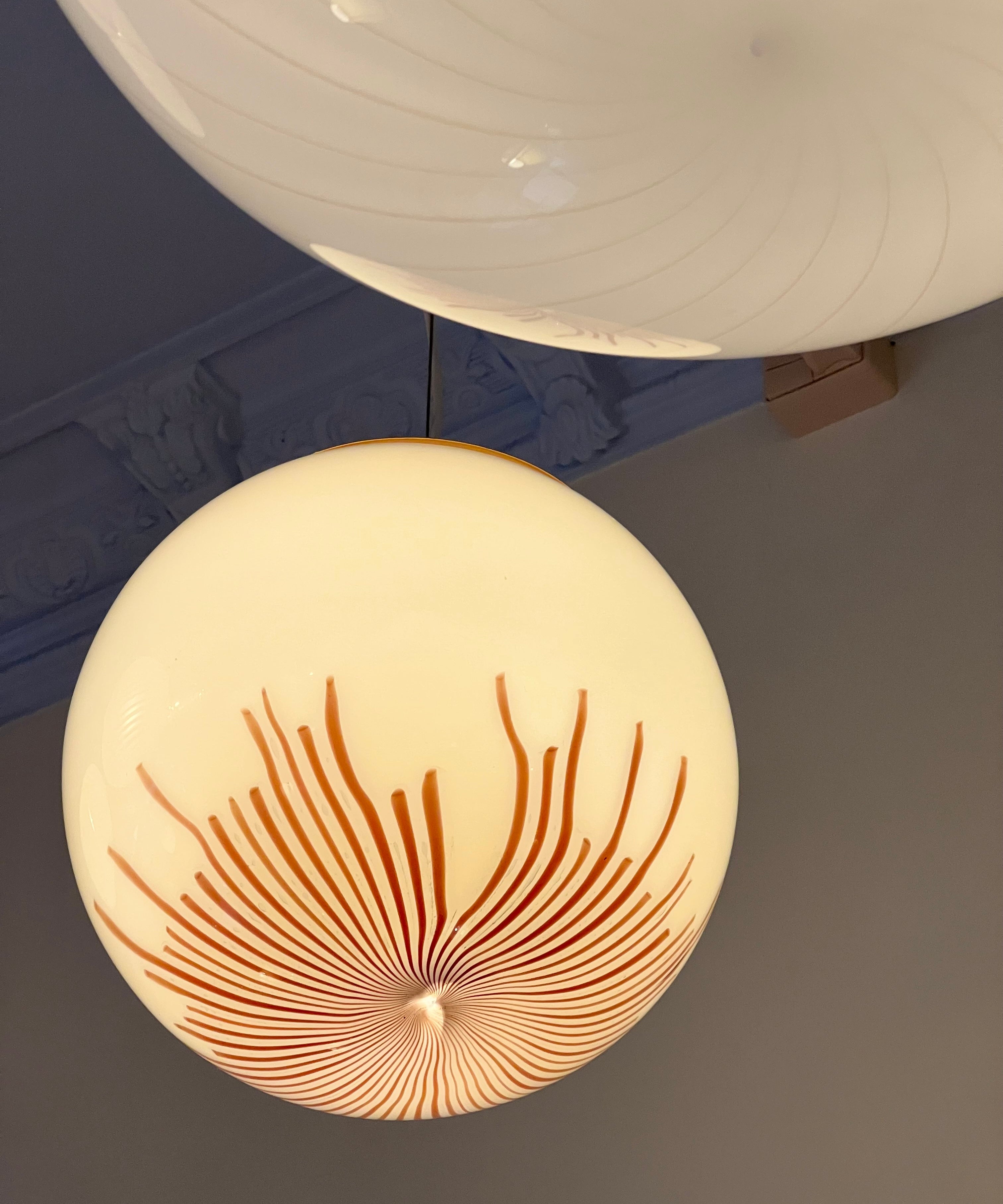 Vintage Ludovico Diaz de Santillana Murano Anemone ceiling lamp (D30)