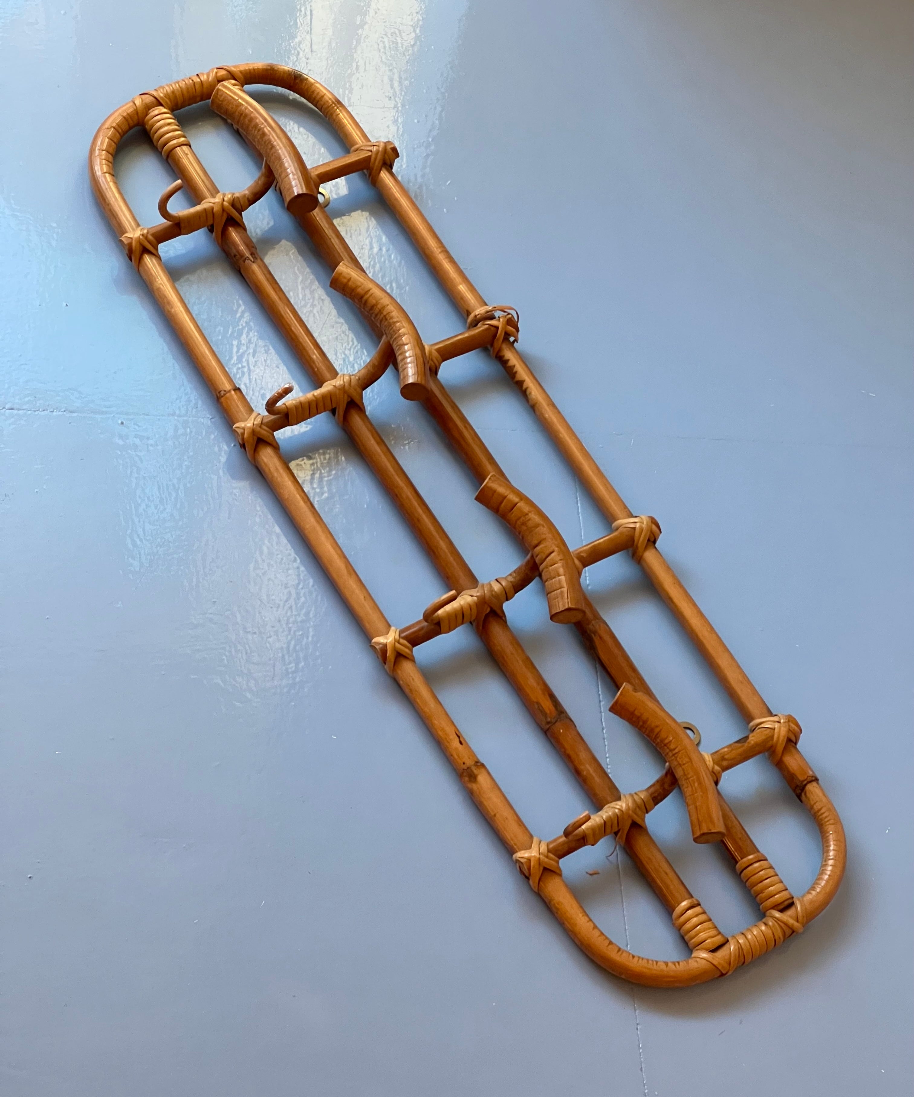 Vintage rattan coat rack