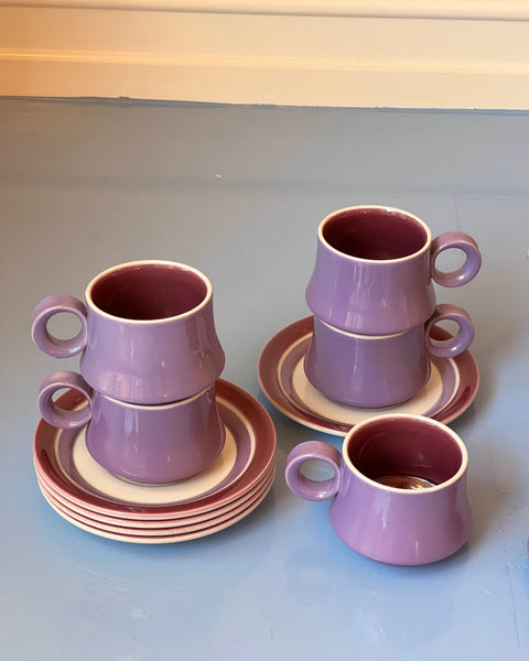 Vintage Italian purple ceramic coffee set/tableware