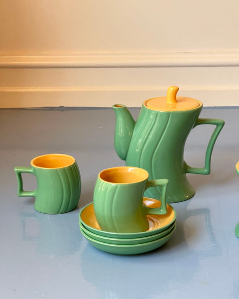 Vintage Italian green ceramic coffee set/tableware