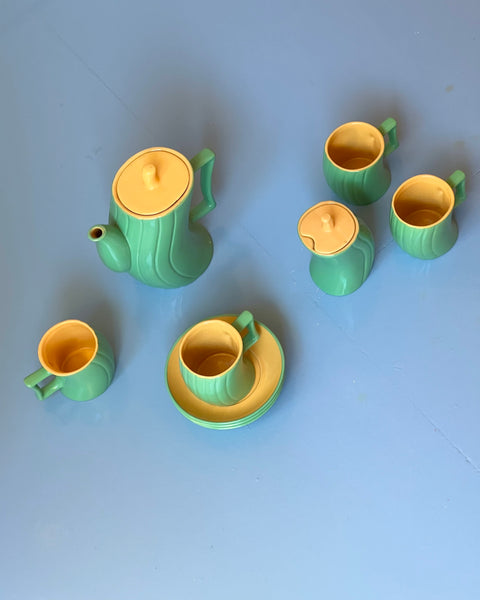 Vintage Italian green ceramic coffee set/tableware