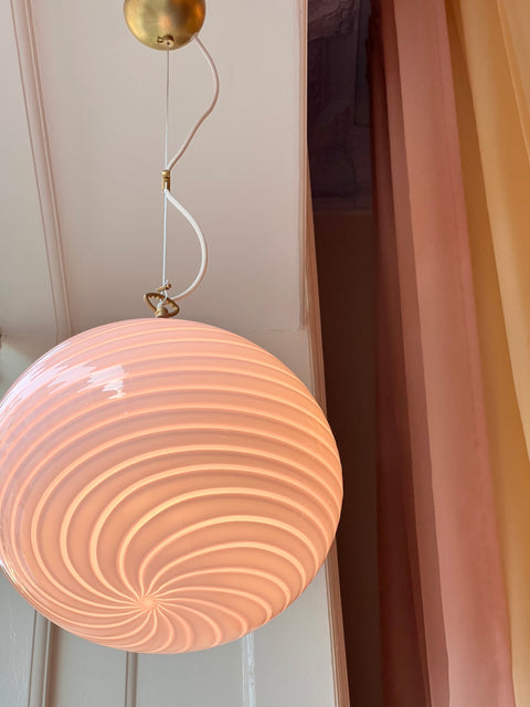 Oval ceiling lamp - Light pink swirl (D35)