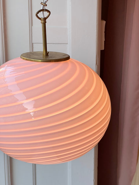 Oval ceiling lamp - Light pink swirl (D35)