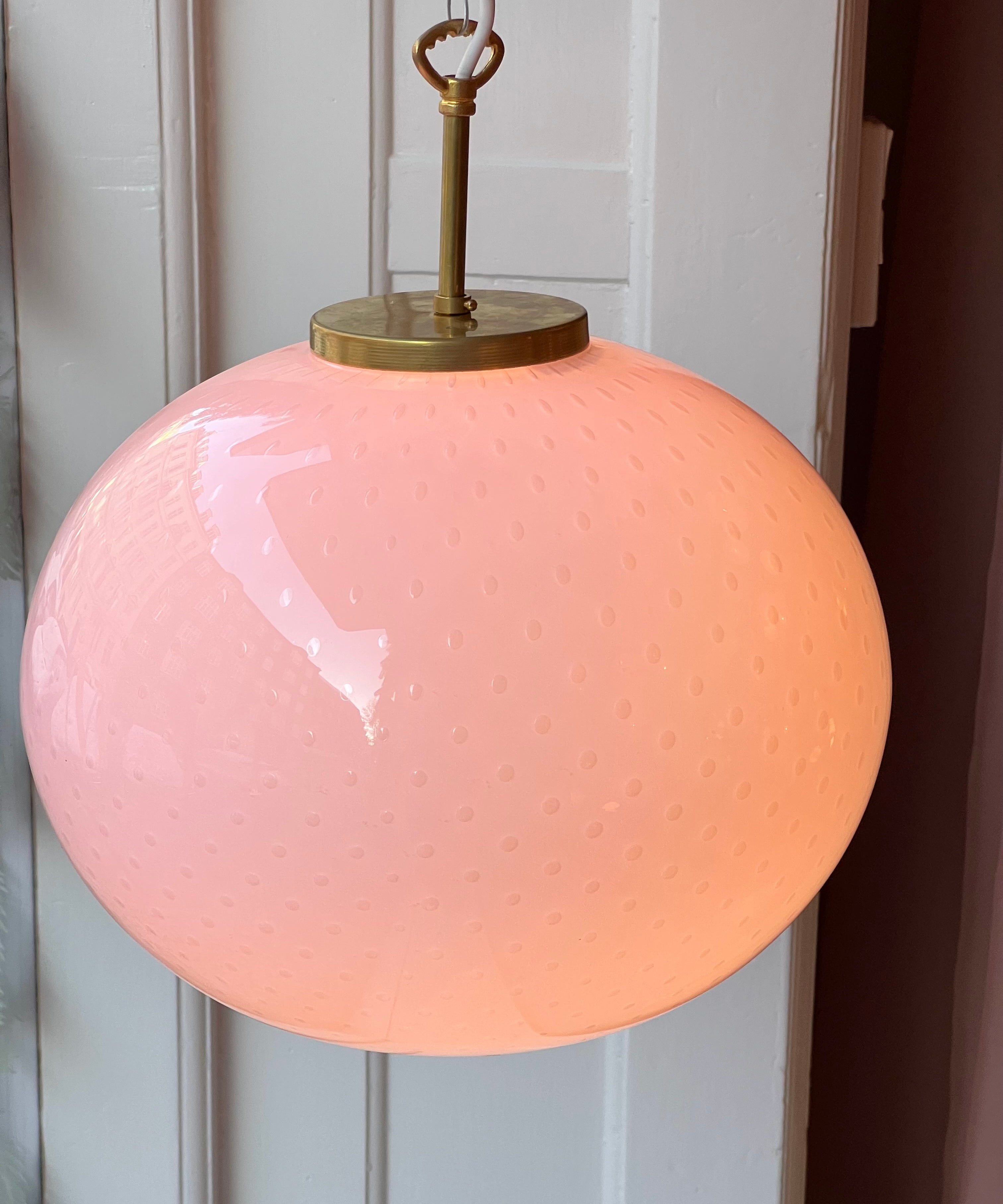 Oval ceiling lamp - Light pink dotted D35