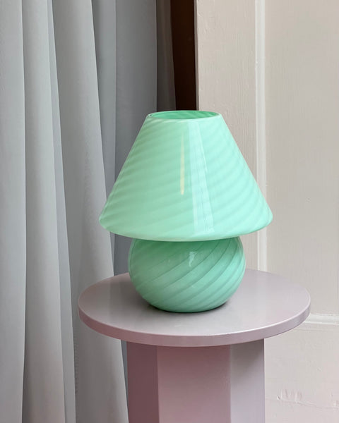Mushroom table lamp - Light mint green swirl