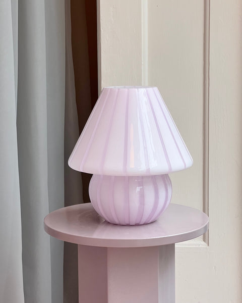 Mushroom table lamp - Light pink vertical stripes