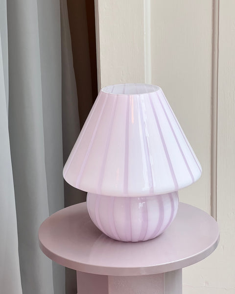 Mushroom table lamp - Light pink vertical stripes