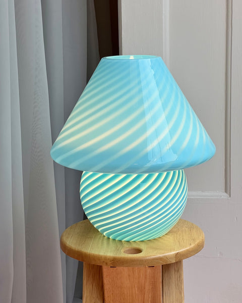 Mushroom table lamp - Light blue swirl (Large)