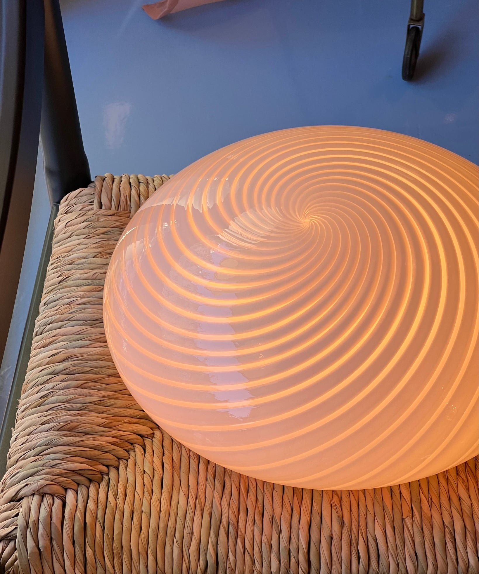 Vintage Murano light pink swirl ceiling/wall lamp