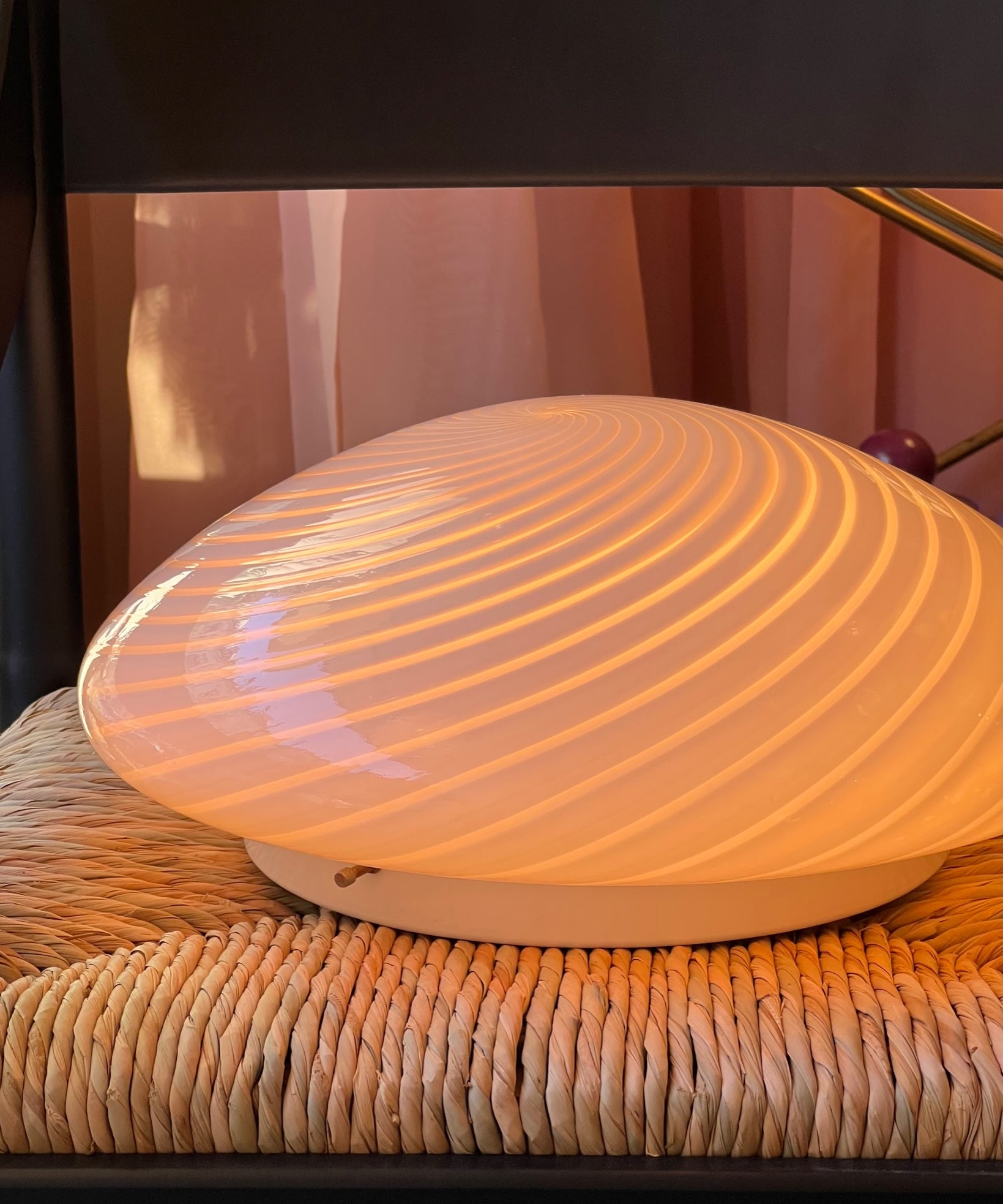 Vintage Murano light pink swirl ceiling/wall lamp