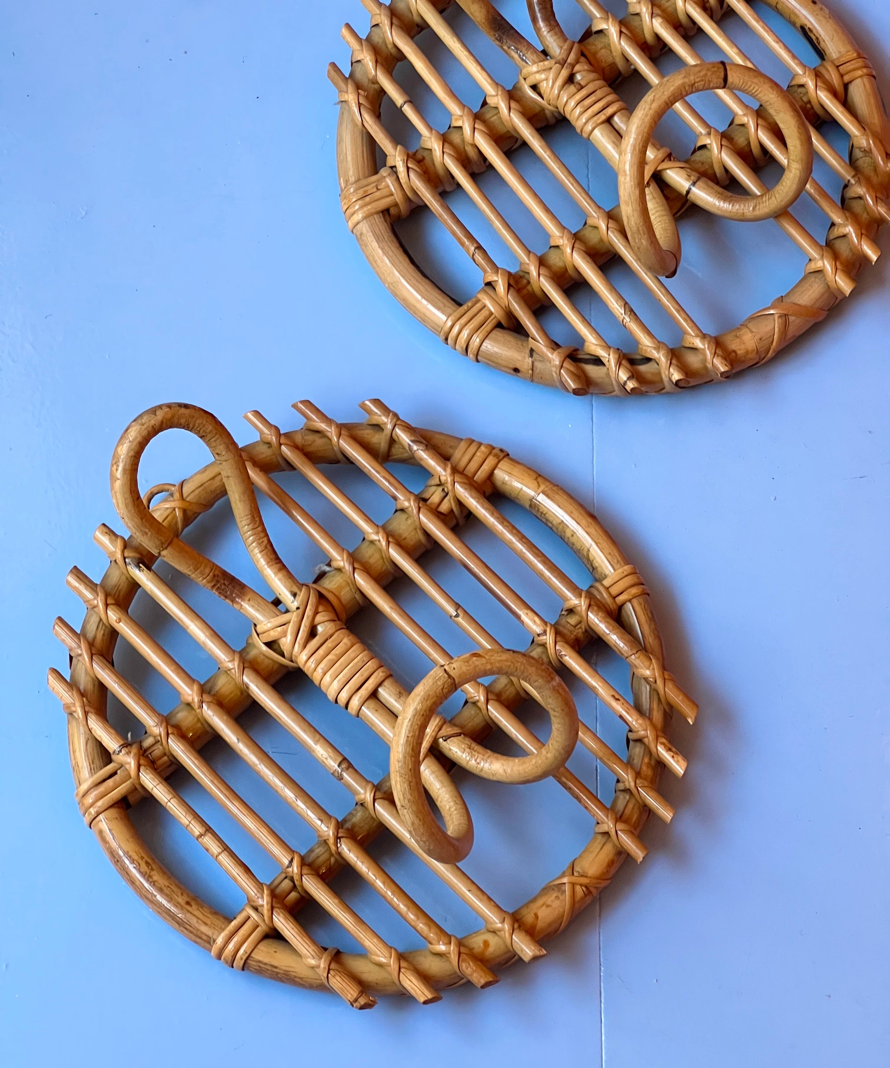 Vintage rattan coat rack