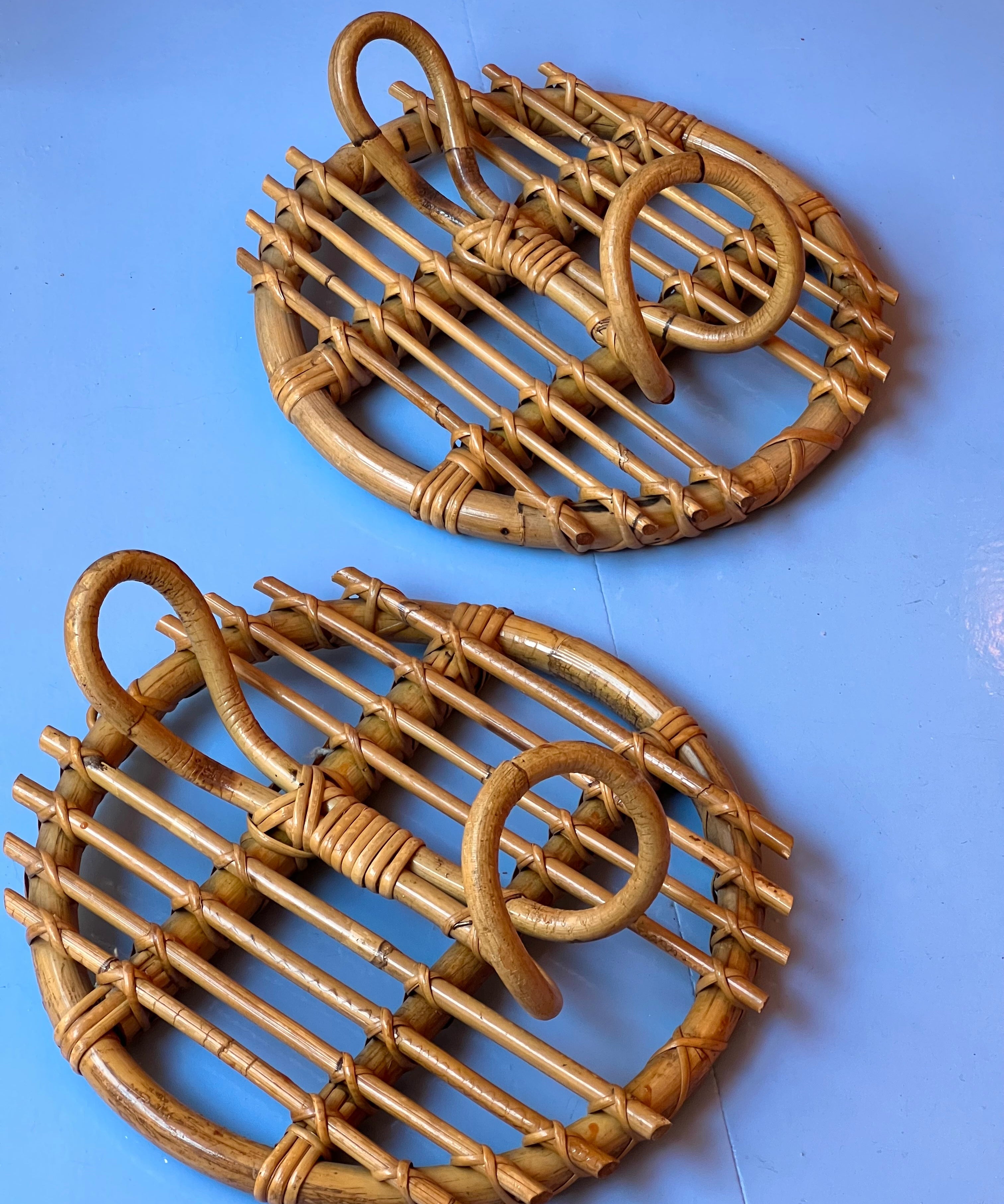 Vintage rattan coat rack