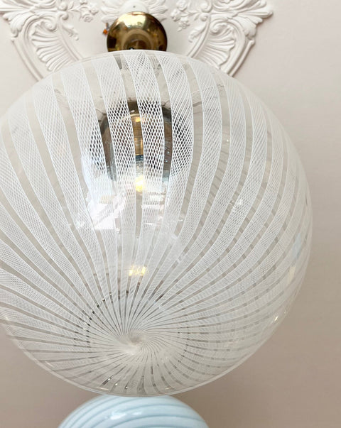 Vintage Murano white/clear ribbon ceiling lamp