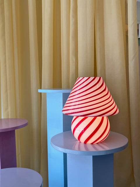 Mushroom table lamp - Red swirl