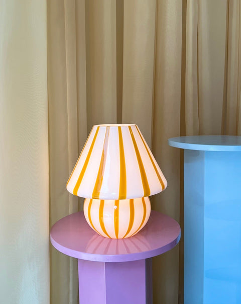 Mushroom table lamp - Yellow/amber vertical stripes