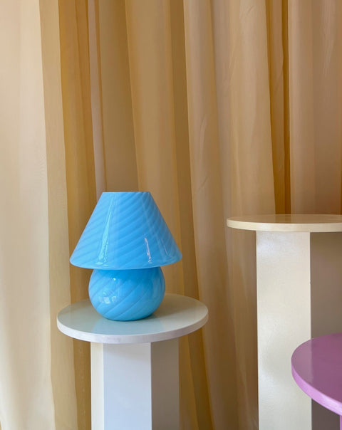 Mushroom table lamp - Light blue swirl