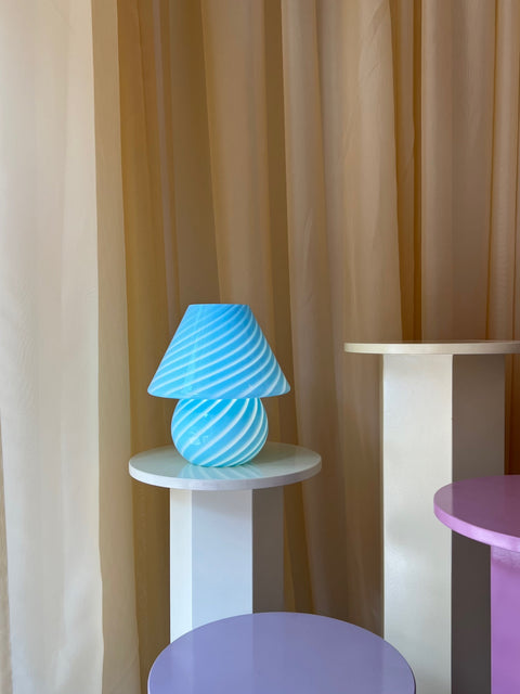 Mushroom table lamp - Light blue swirl