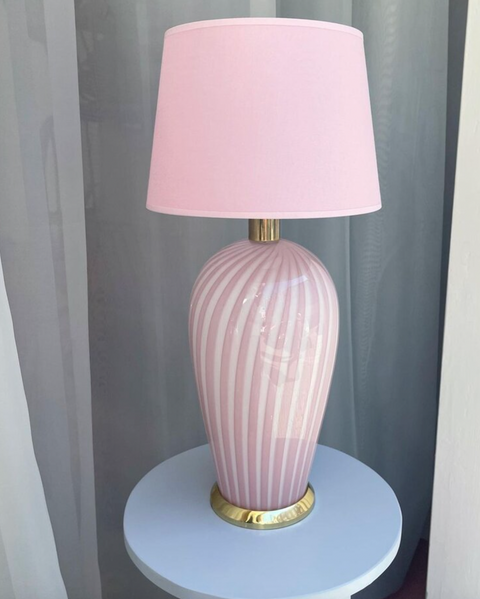 Pink/white vintage Murano table lamp